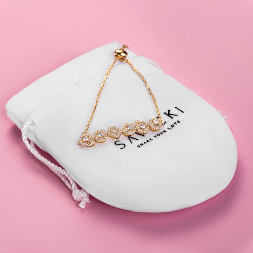 Bransoletka celebrytka Savicki: srebrna pozłacana, cyrkonie